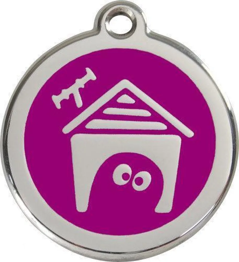 Hondenpenning 38 mm hondenhok paars de Red Dingo en Paars met hondenhok – photo produit