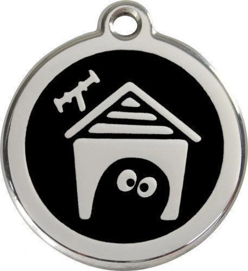 Hondenpenning 38 mm hondenhok zwart de Red Dingo en Zwart met hondenhok – photo produit