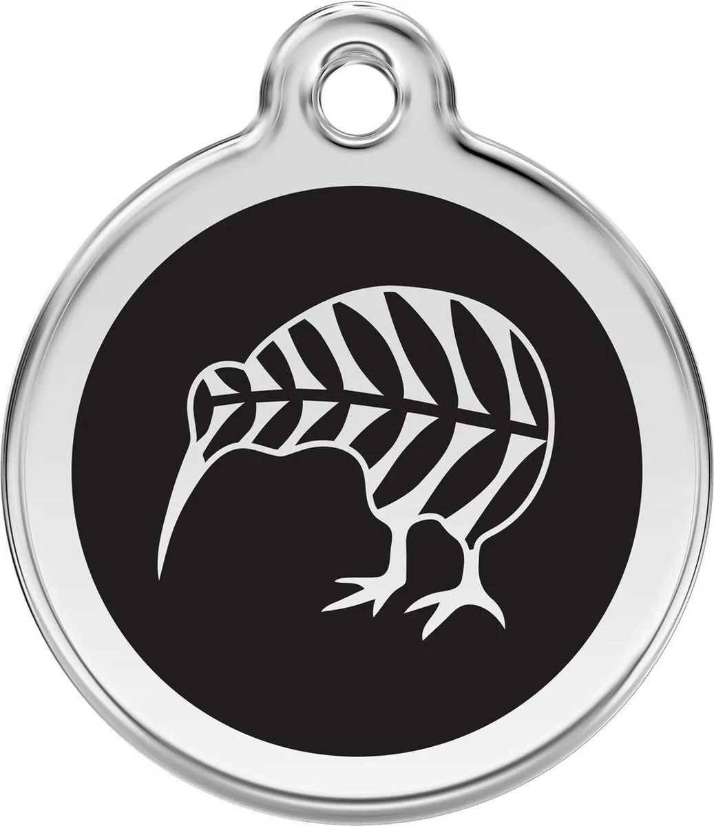 Hondenpenning 38 mm kiwi by Red Dingo in Zwart met kiwi – product photo