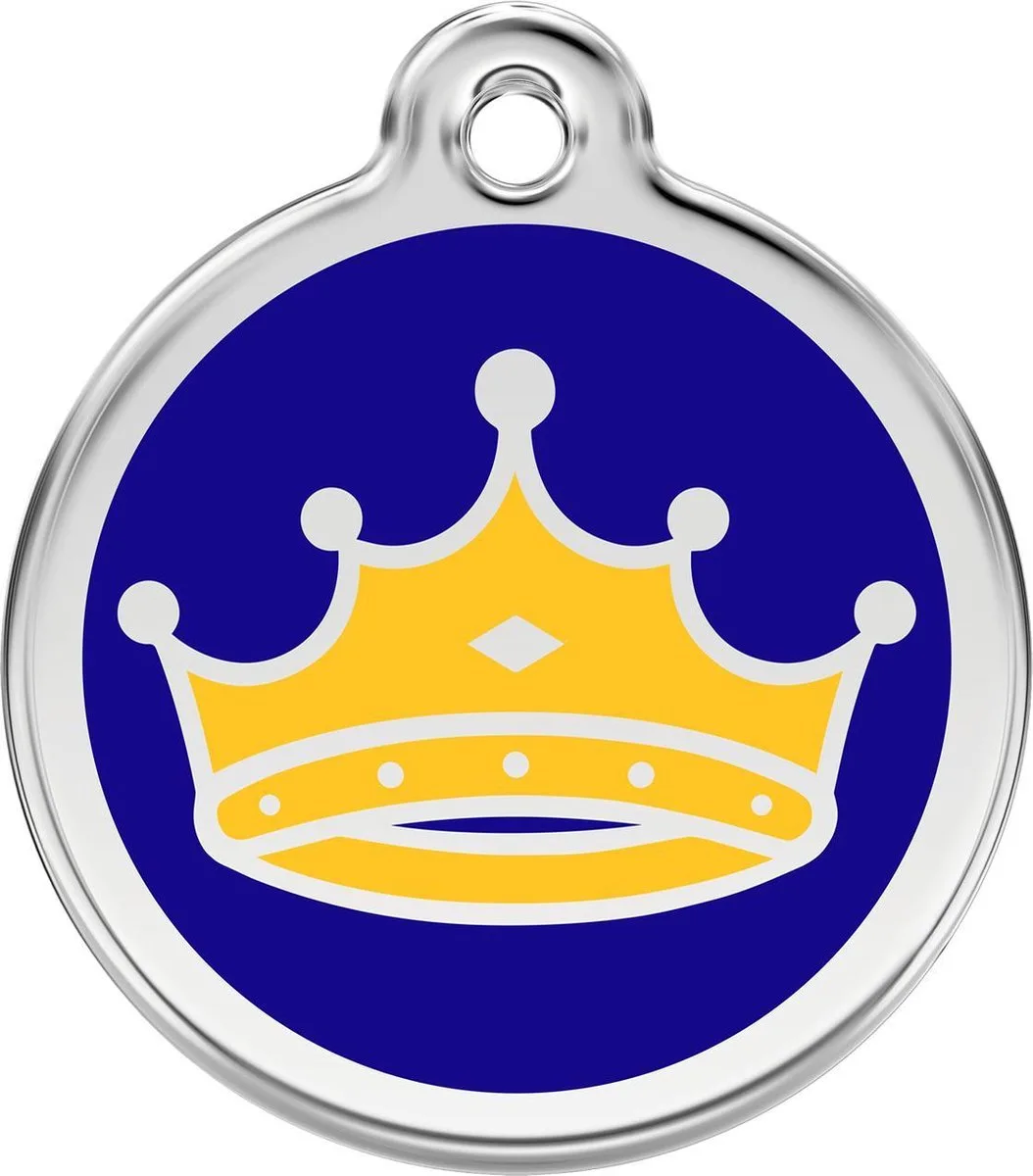 Hondenpenning 38 mm Koning Kroon donkerblauw fra Red Dingo i Donkerblauw kroon koning – produktbillede