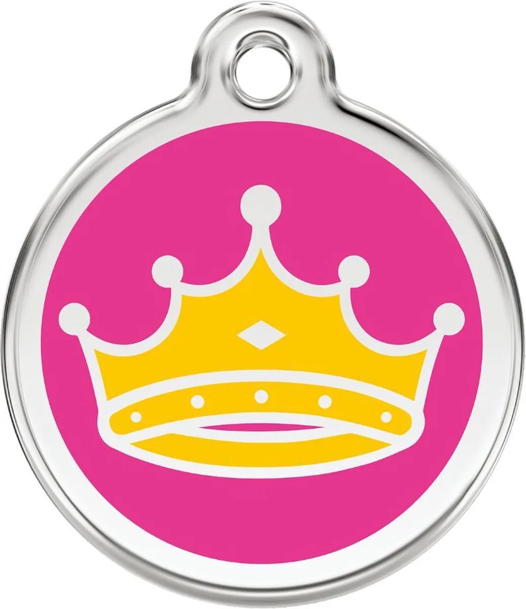 Hondenpenning 38 mm kroon koningin roze by Red Dingo in Roze kroon koningin – product photo