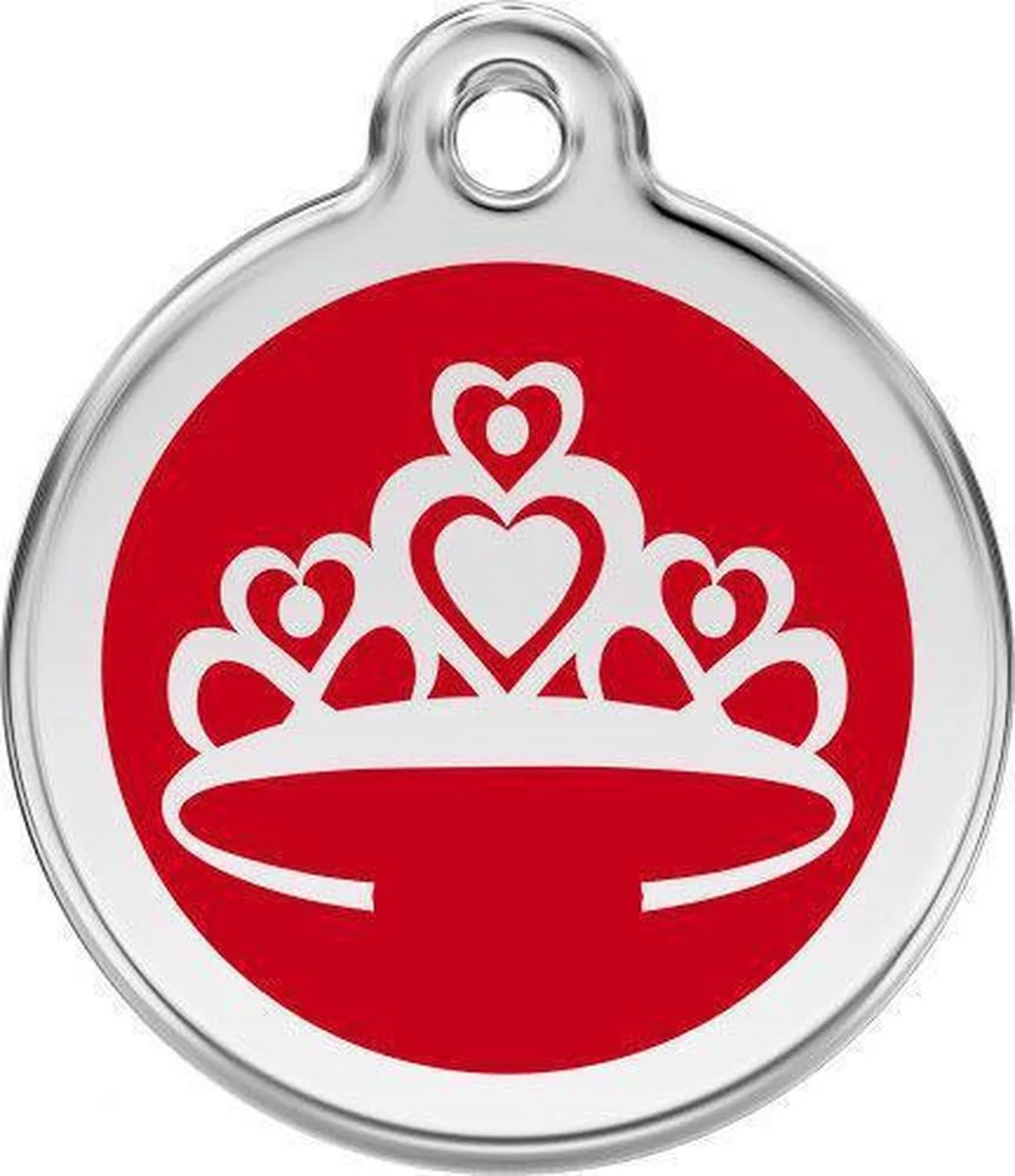 Hondenpenning 38 mm kroon rood by Red Dingo in Rood met kroon – product photo