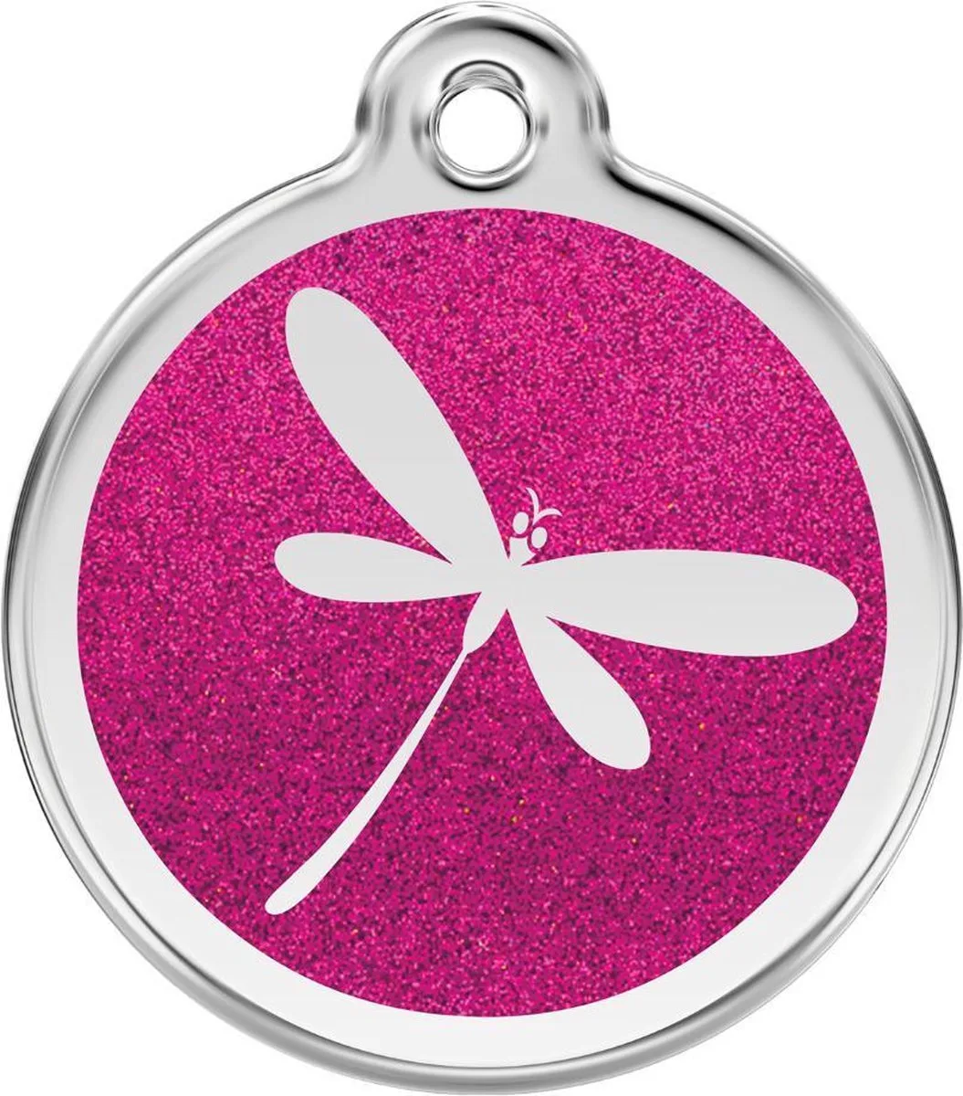 Hondenpenning 38 mm libellen by Red Dingo in Roze met libellen – product photo