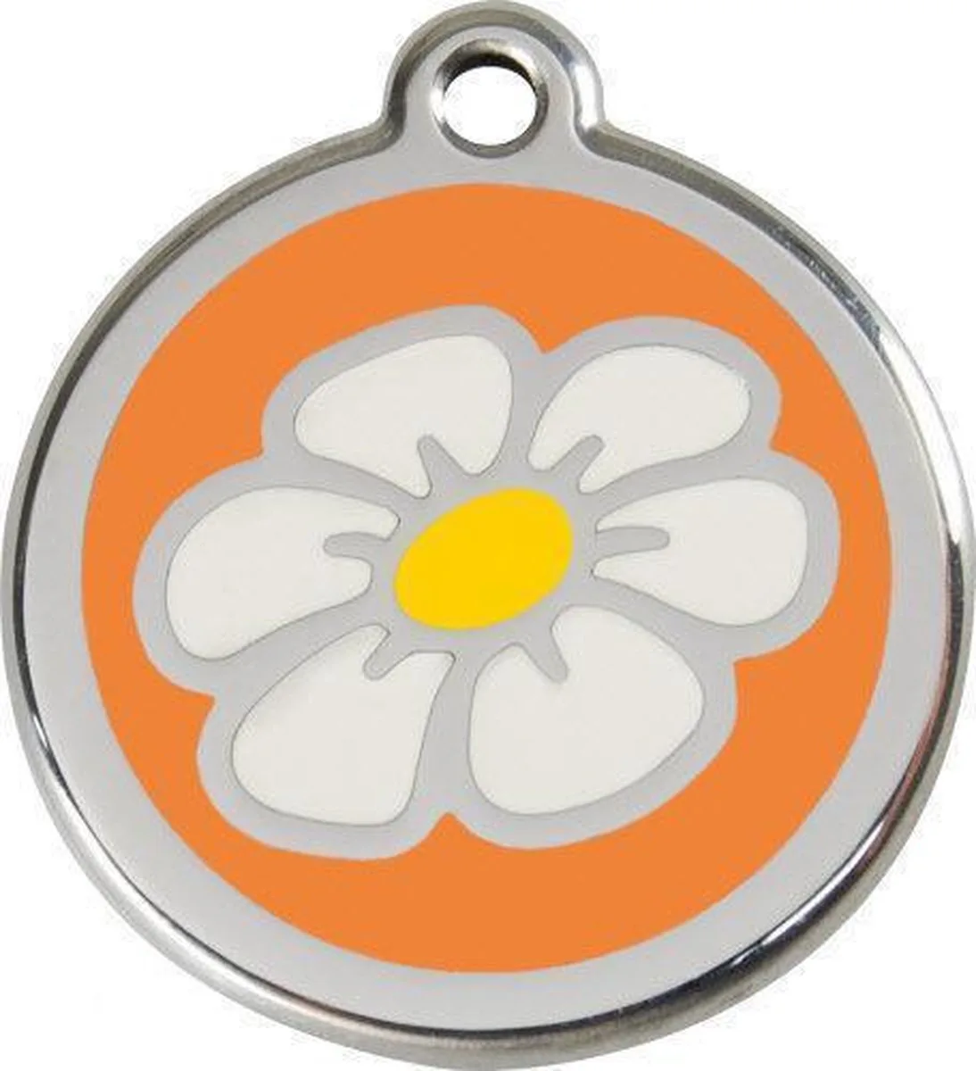 Hondenpenning 38 mm madeliefje oranje fra Red Dingo i Oranje met madeliefje – produktbillede