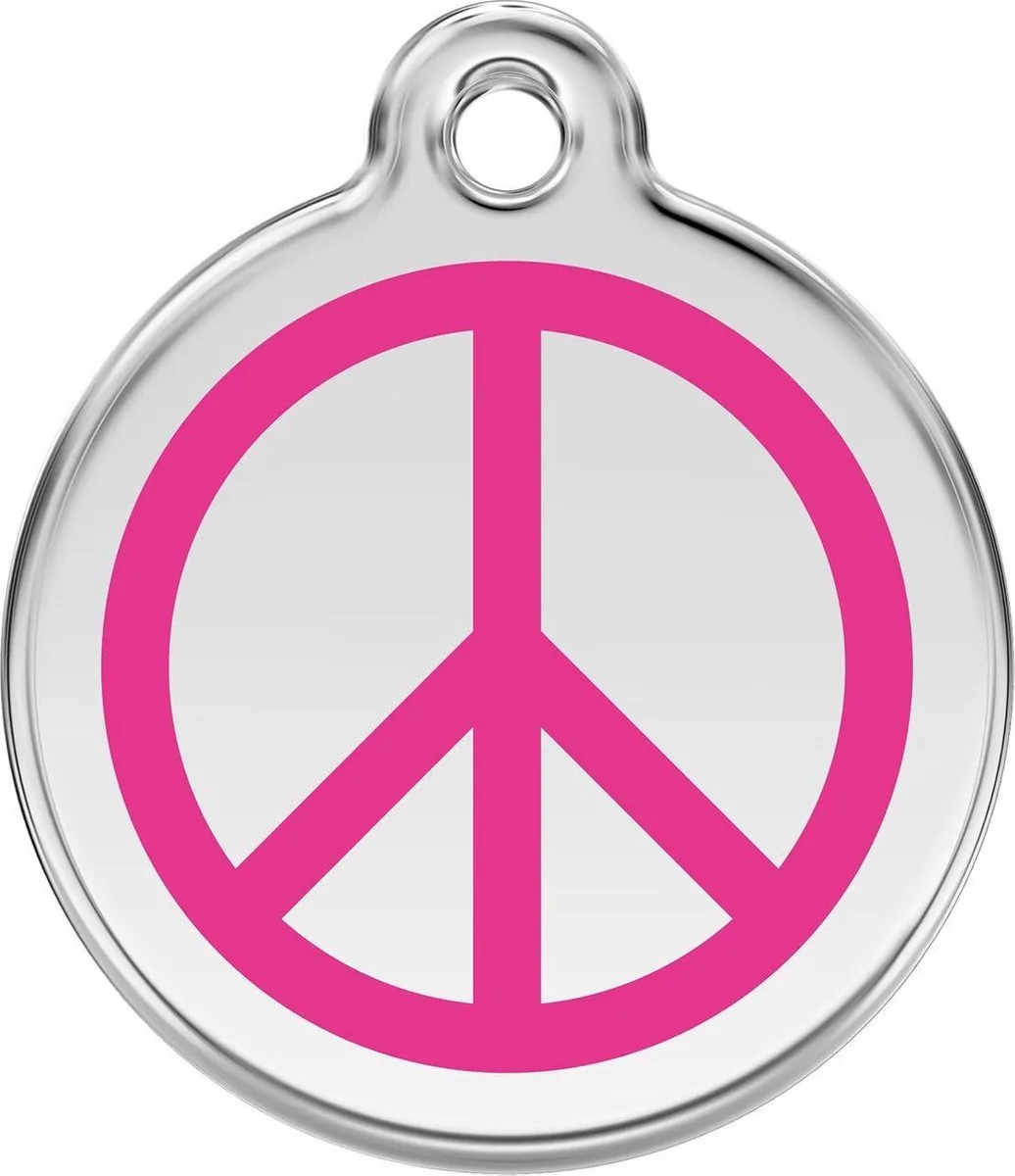 Hondenpenning 38 mm peace hard roze från Red Dingo i Hard roze peace – produktbild