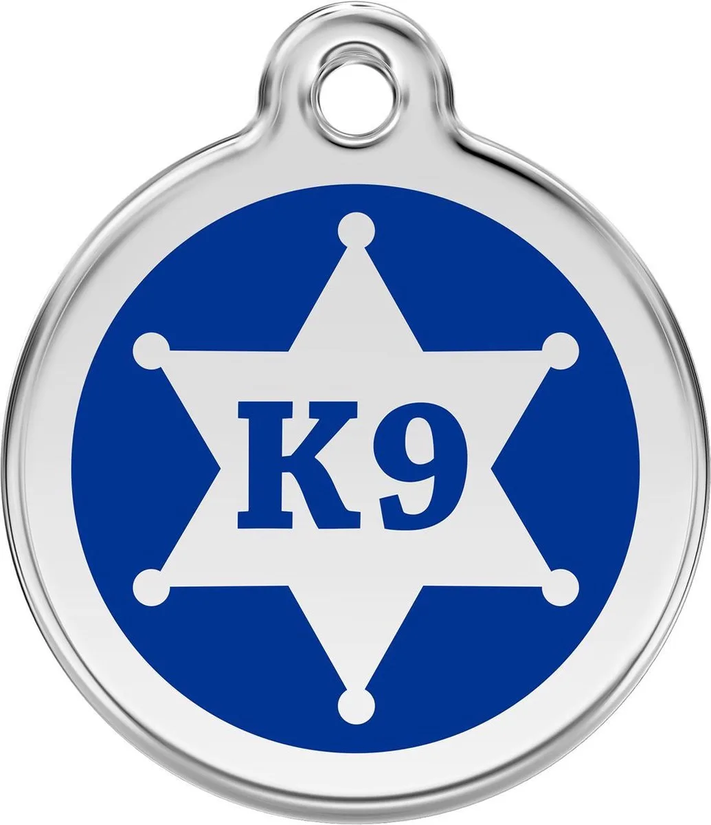 Hondenpenning 38 mm Sheriff Navy von Red Dingo in Donkerblauw sheriff – Produktfoto