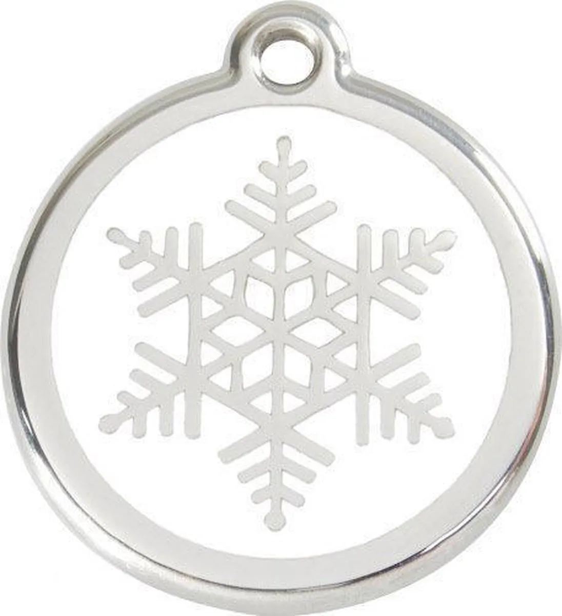 Hondenpenning 38 mm sneeuwvlok von Red Dingo in Wit met sneeuwvlok – Produktfoto