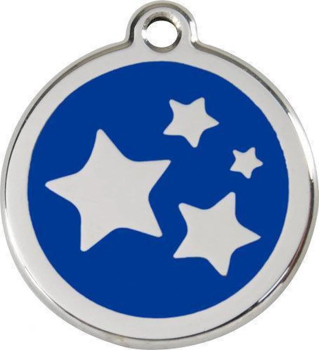 Hondenpenning 38 mm sterren donkerblauw van Red Dingo in Blauw – productfoto