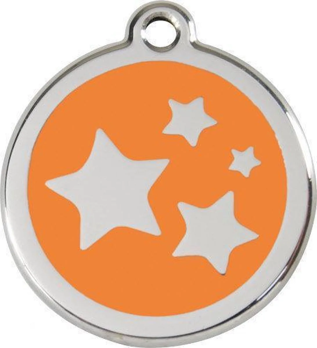 Hondenpenning 38 mm sterren oranje van Red Dingo in Oranje met sterren – productfoto