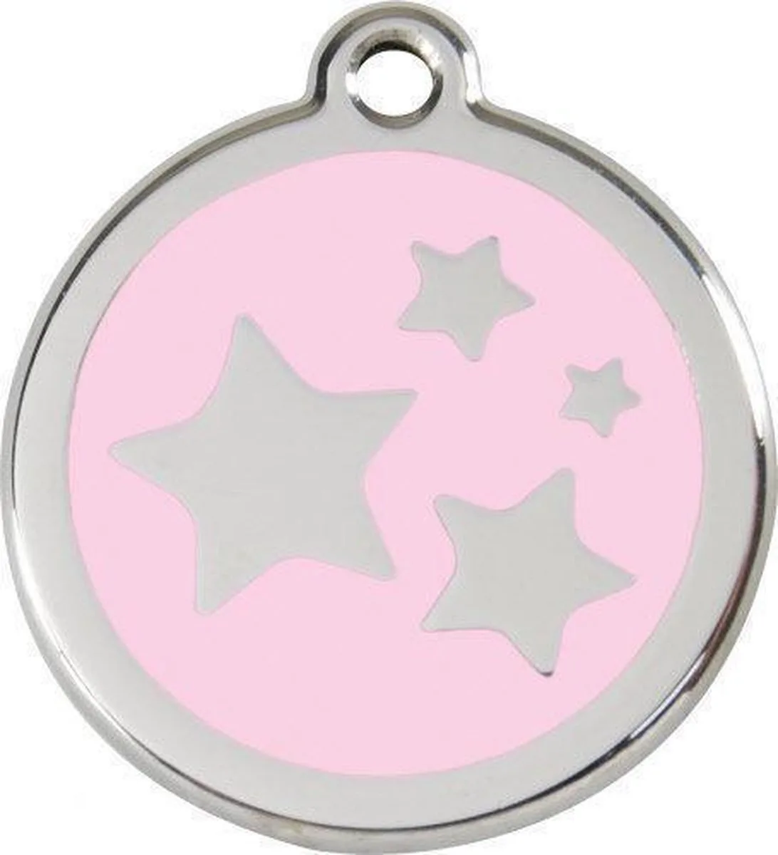 Hondenpenning 38 mm sterren roze van Red Dingo in Roze met sterren – productfoto