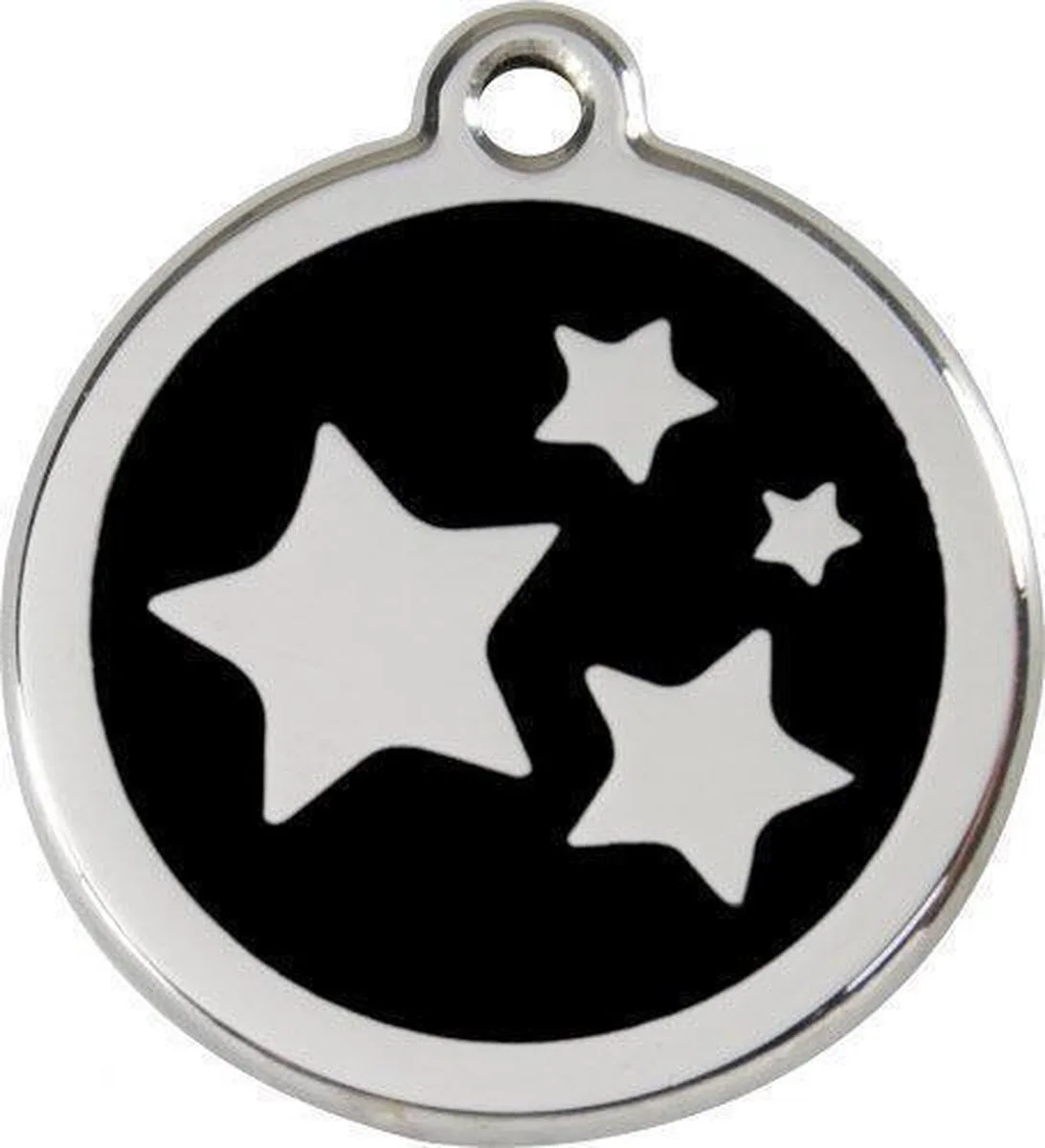 Hondenpenning 38 mm sterren by Red Dingo in Black – product photo
