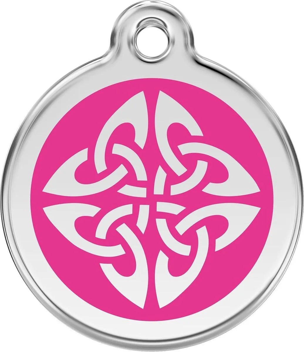 Hondenpenning 38 mm tribal hard roze by Red Dingo in Hard roze met tribal – product photo