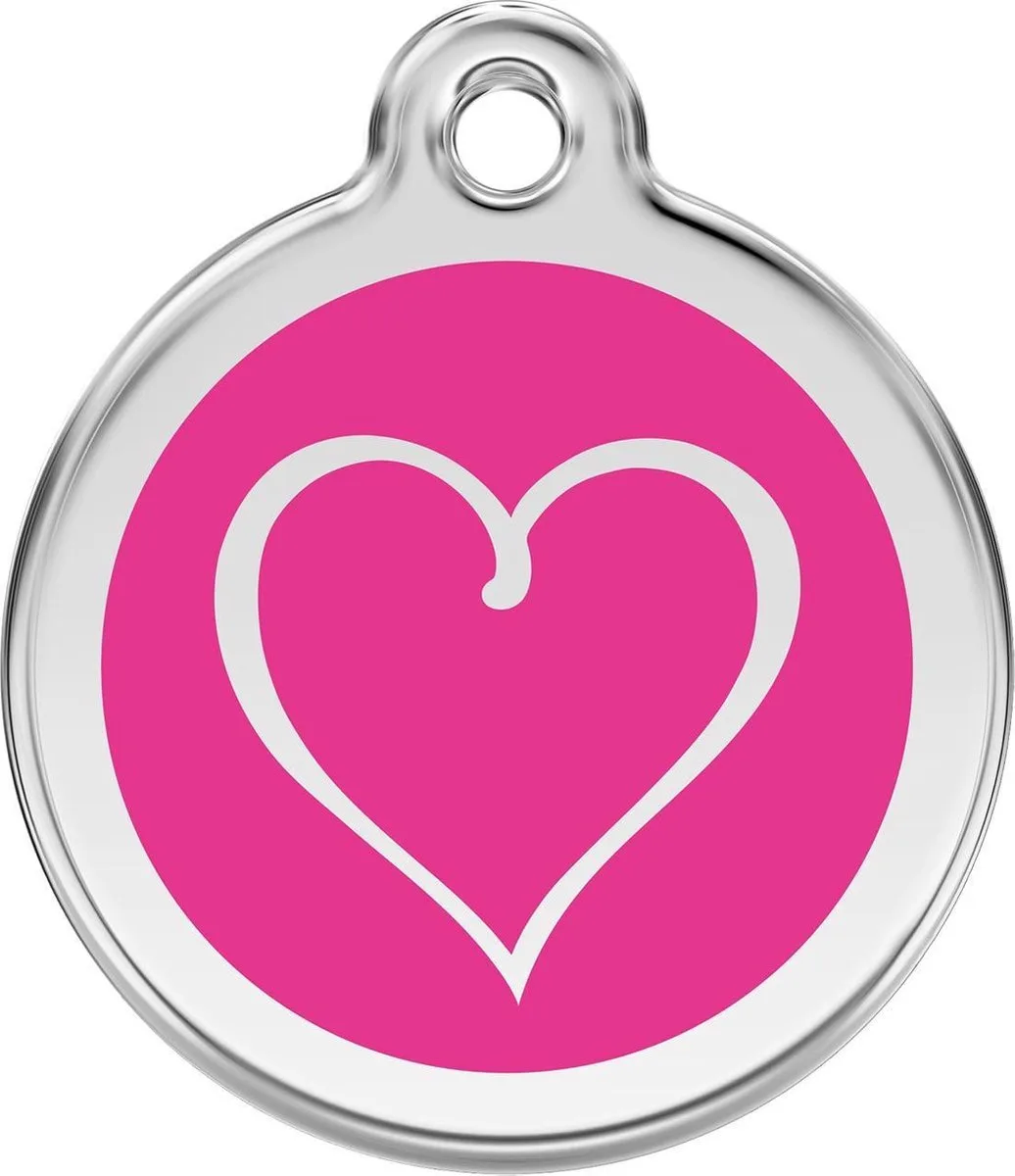 Hondenpenning 38 mm tribal hart hard roze by Red Dingo in Hard roze met tribal hart – product photo