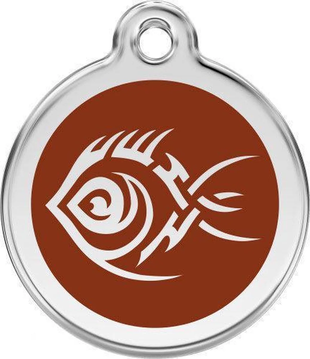 Hondenpenning 38 mm tribal vis bruin fra Red Dingo i Bruin met tribal vis – produktbillede
