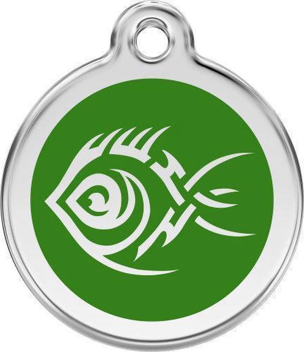 Hondenpenning 38 mm tribal vis by Red Dingo in Green – product photo