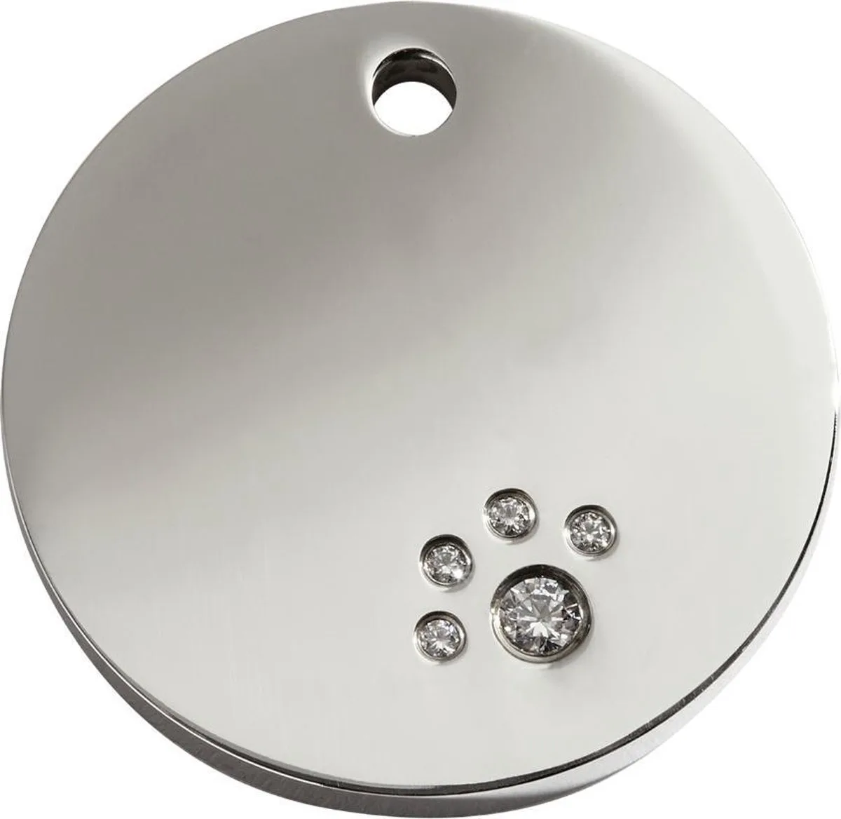 Hondenpenning - maat L - rond met Swarovski - 38 mm by Red Dingo in RVS rond met Swarovski – product photo
