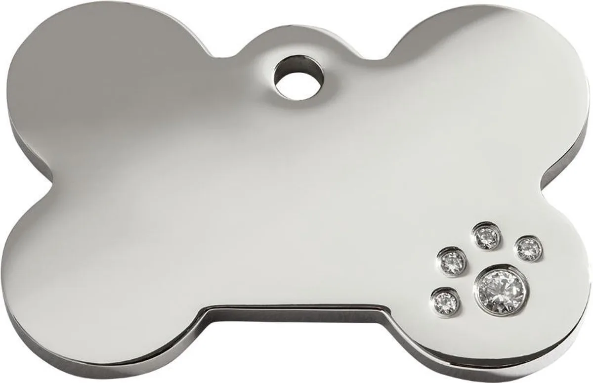 Hondenpenning - maat M - bot met Swarovski - 3,8 cm x 2,55 cm von Red Dingo in RVS bot met Swarovski – Produktfoto