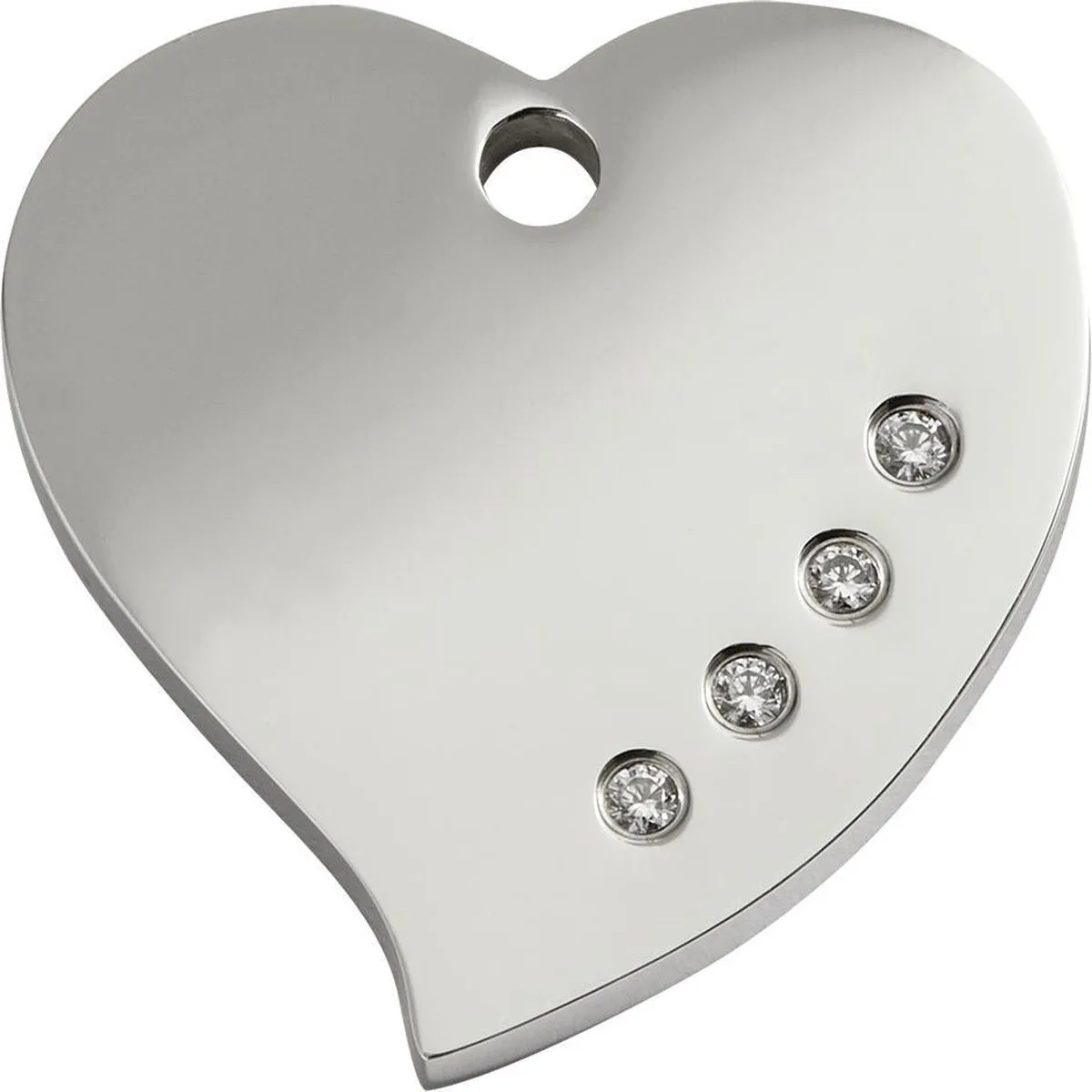 hondenpenning- maat M - hart met Swarovski - 2,2 cm x 3,1 cm von Red Dingo in RVS hart met Swarovski – Produktfoto