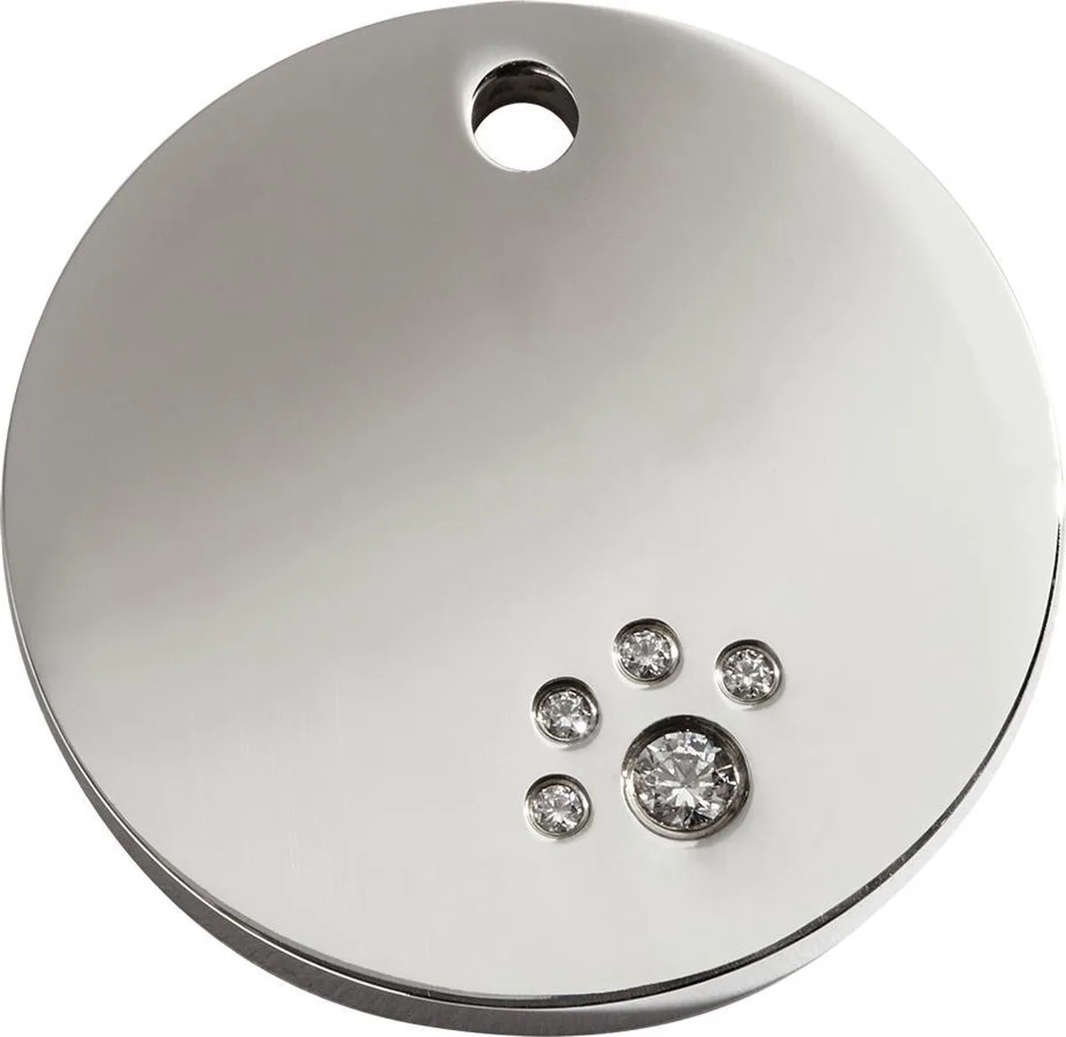 Hondenpenning - maat M - rond met Swarovski - 30 mm van Red Dingo in RVS rond met Swarovski – productfoto