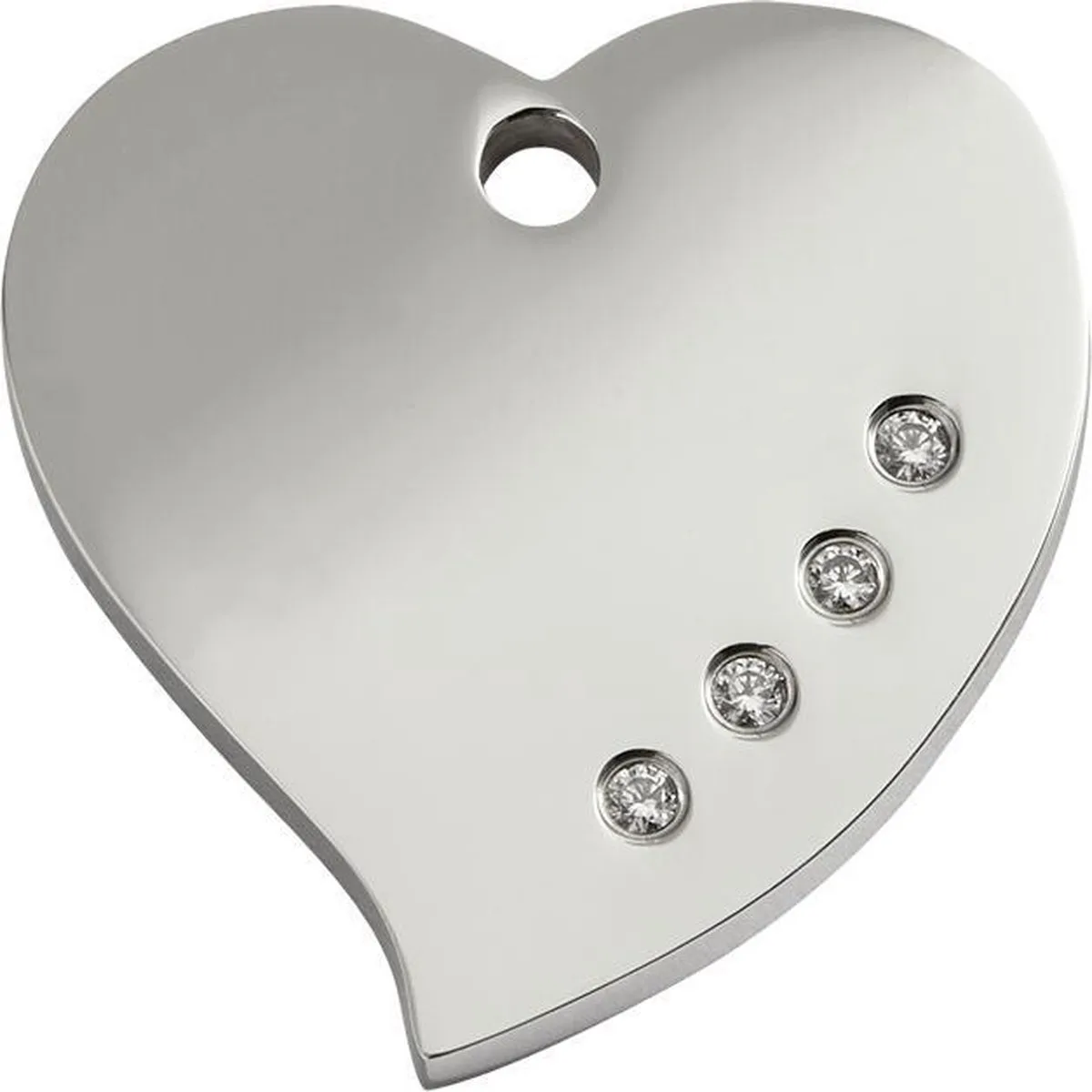 hondenpenning- maat S - hart met Swarovski - 1,4 cm x 2,1 cm de Red Dingo en RVS hart met Swarovski – photo produit