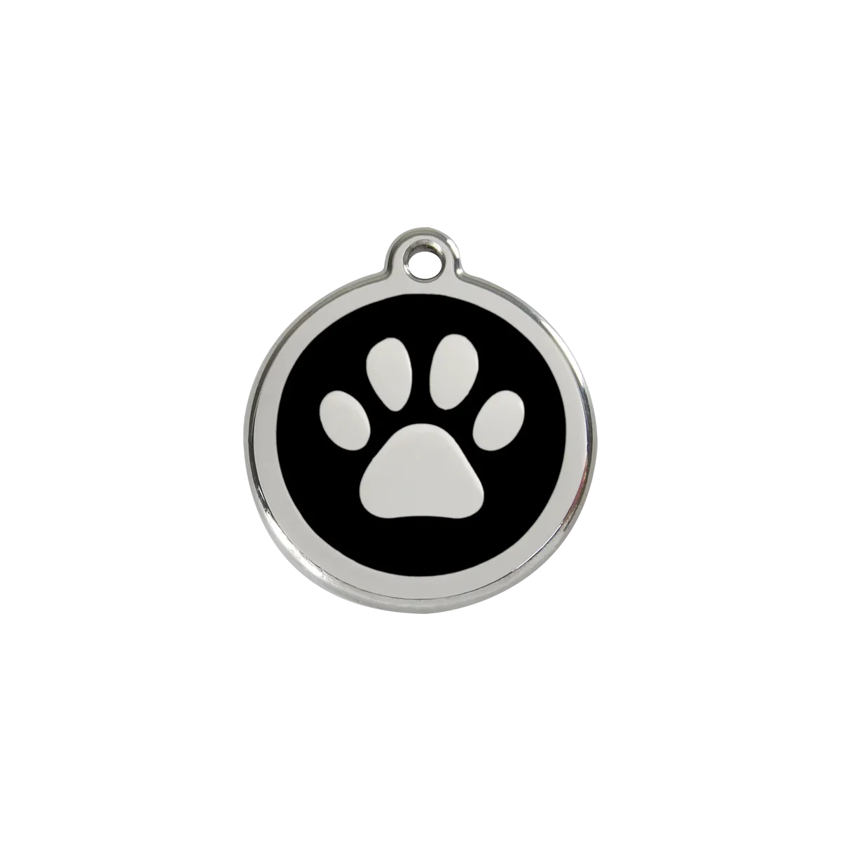Paw Print Black roestvrijstalen hondenpenning small/klein dia. 2 cm RedDingo de Red Dingo – photo produit