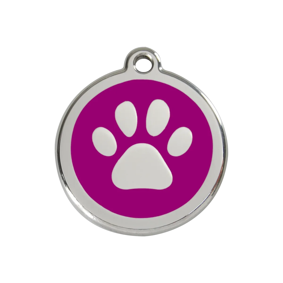 Paw Print Purple roestvrijstalen hondenpenning medium/gemiddeld dia. 3 cm RedDingo van Red Dingo – productfoto