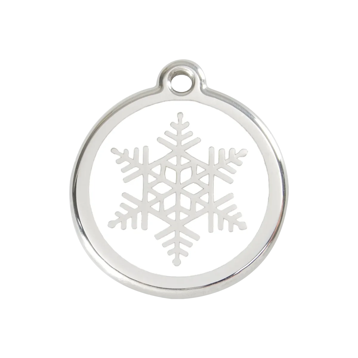 Snowflake White roestvrijstalen hondenpenning medium/gemiddeld dia. 3 cm RedDingo van Red Dingo – productfoto
