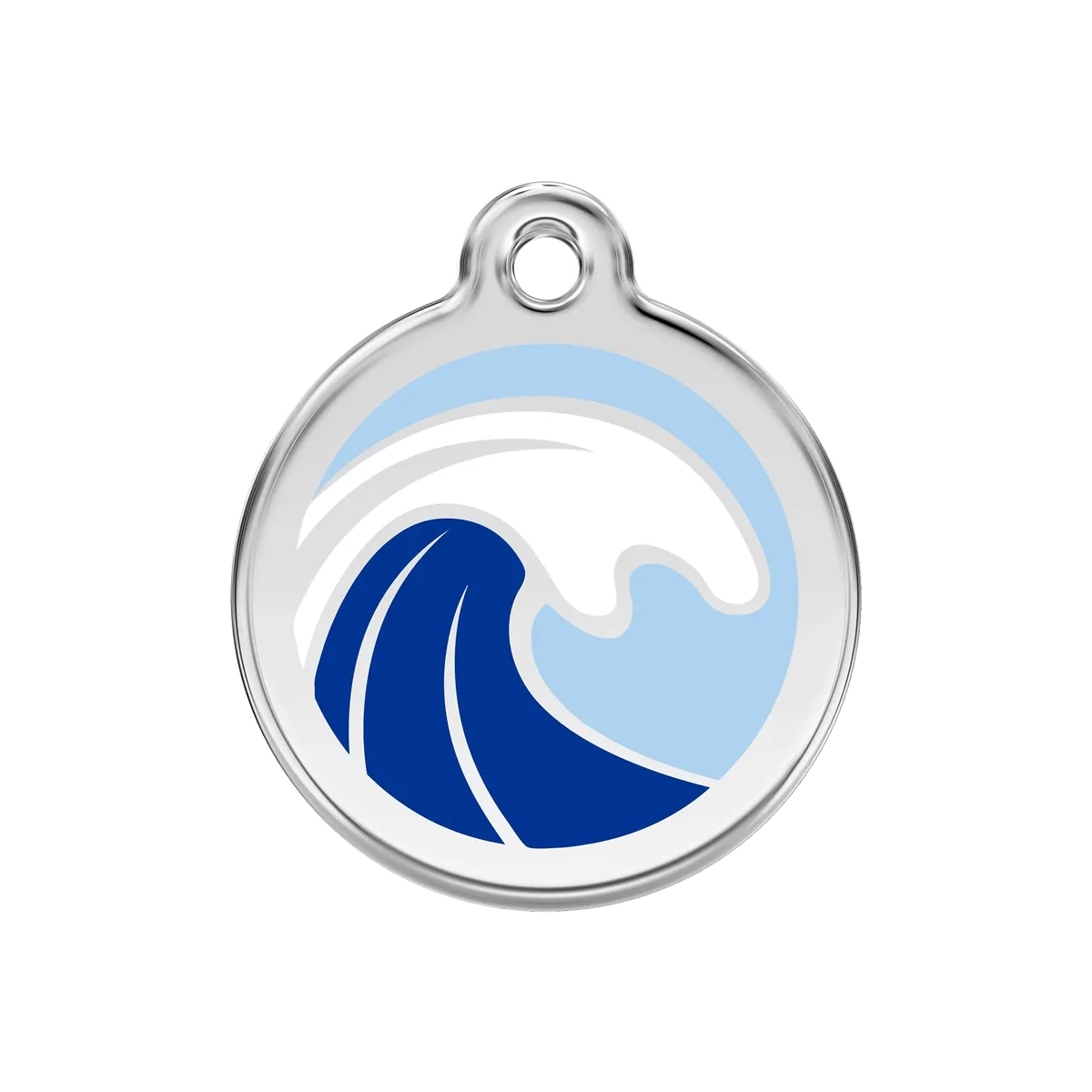 Wave Light Blue roestvrijstalen hondenpenning medium/gemiddeld dia. 3 cm RedDingo van Red Dingo – productfoto