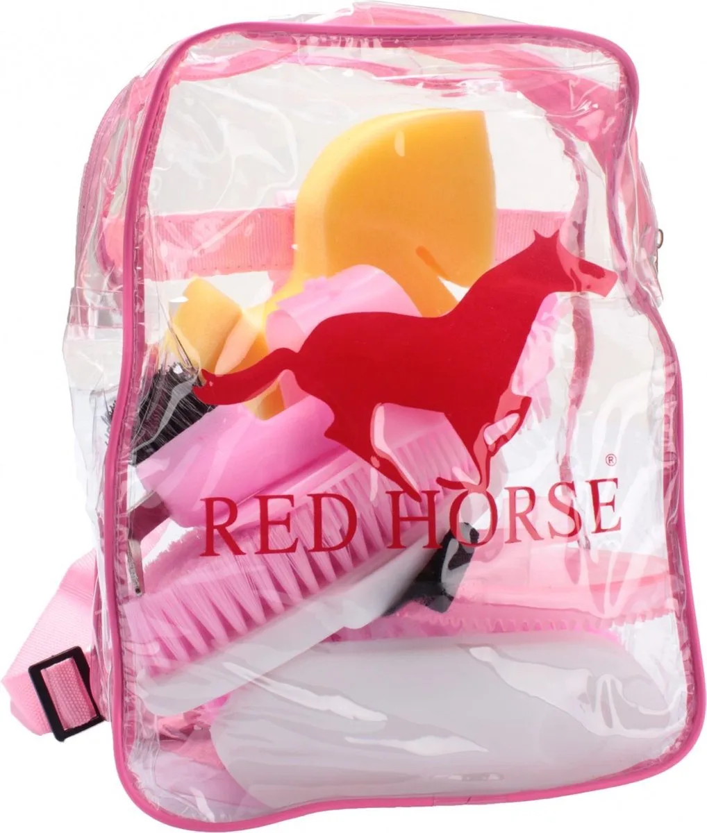 Grooming Kit - Verzorging Set Voor Paard - Rugtas - 8 Delig by Red Horse in Hot Pink – product photo