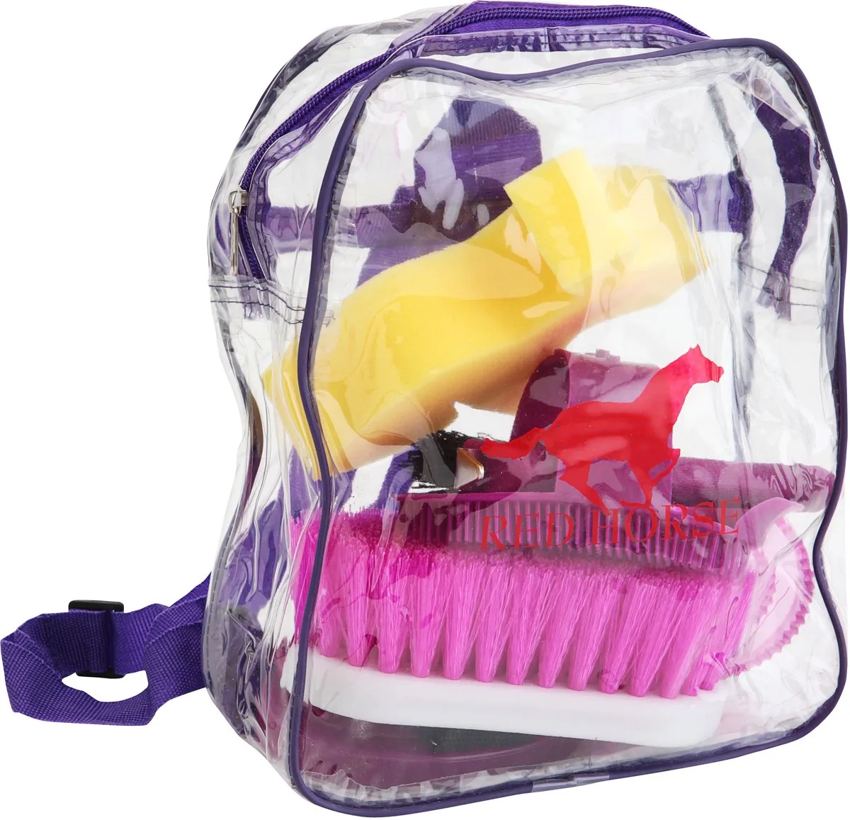 Grooming Kit - Verzorgings Set Voor Paard - Rugzak - 8-delig by Red Horse in Purple – product photo