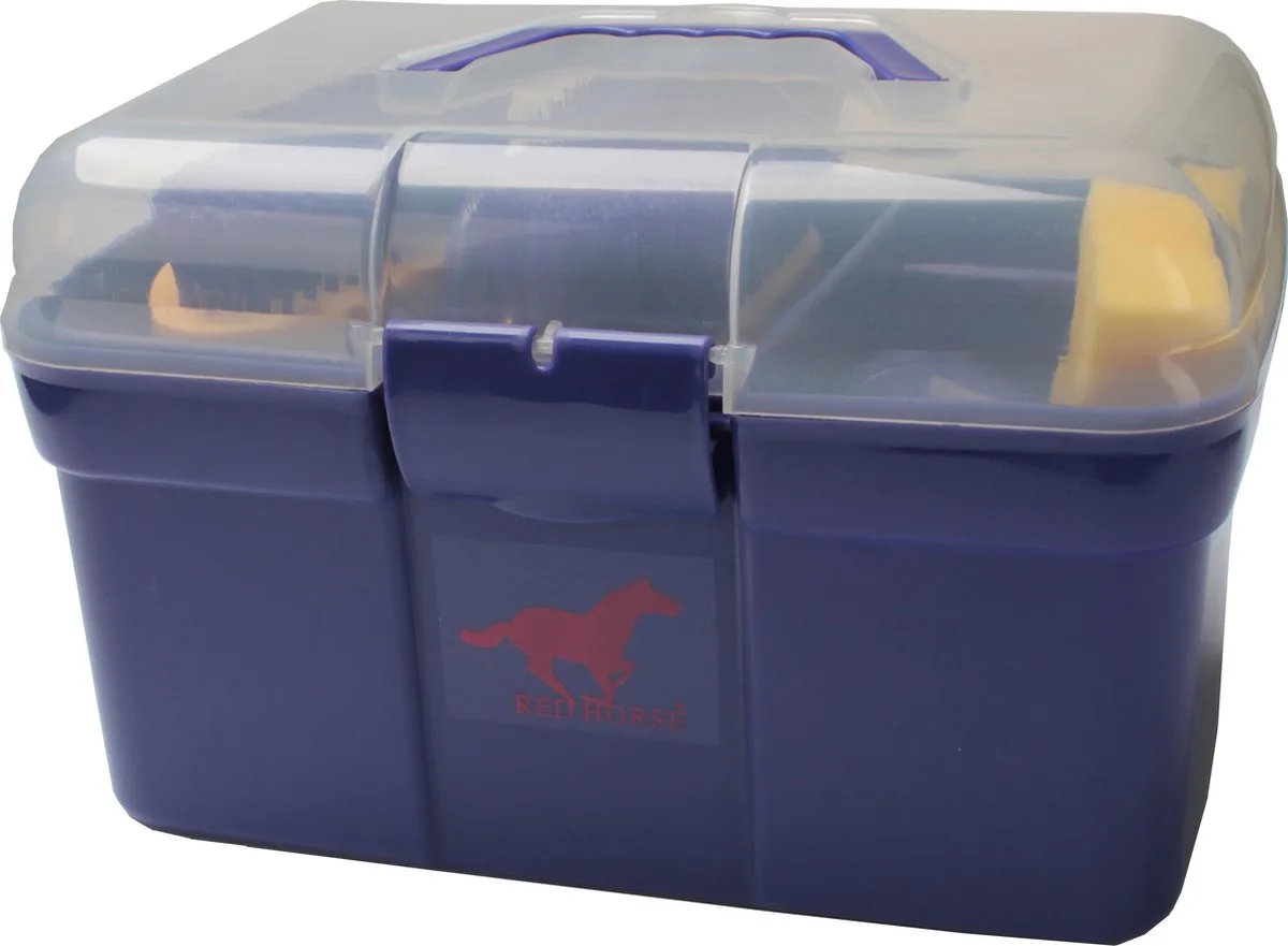 Poetskist - Poetsbox paardenverzorging verzorgingset poetsspullen paarden borstelen de Red Horse en Violet – photo produit