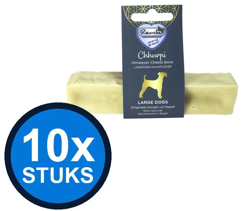 10x Renske - Chhurpi kauwkluif L 90gr - Hondenvoer Snacks - 90 g de Renske – photo produit
