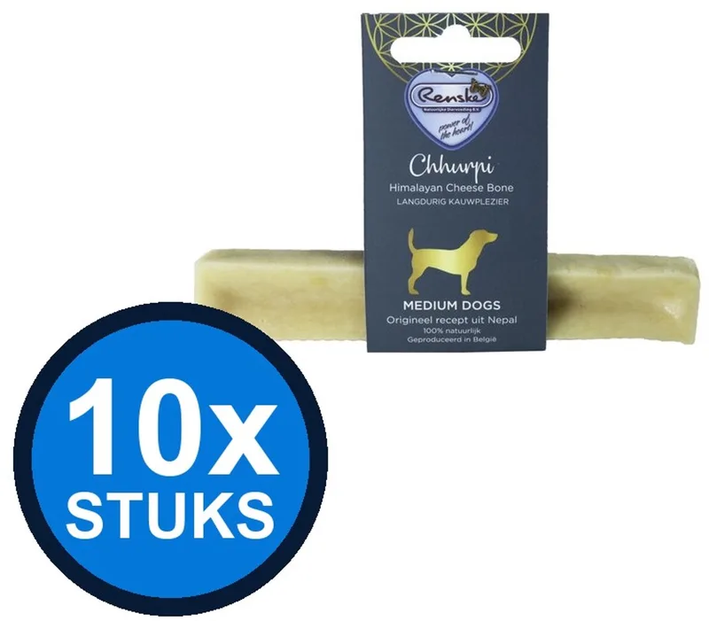 10x Renske - Chhurpi kauwkluif M 61gr - Hondenvoer Snacks - 61 g de Renske – photo produit