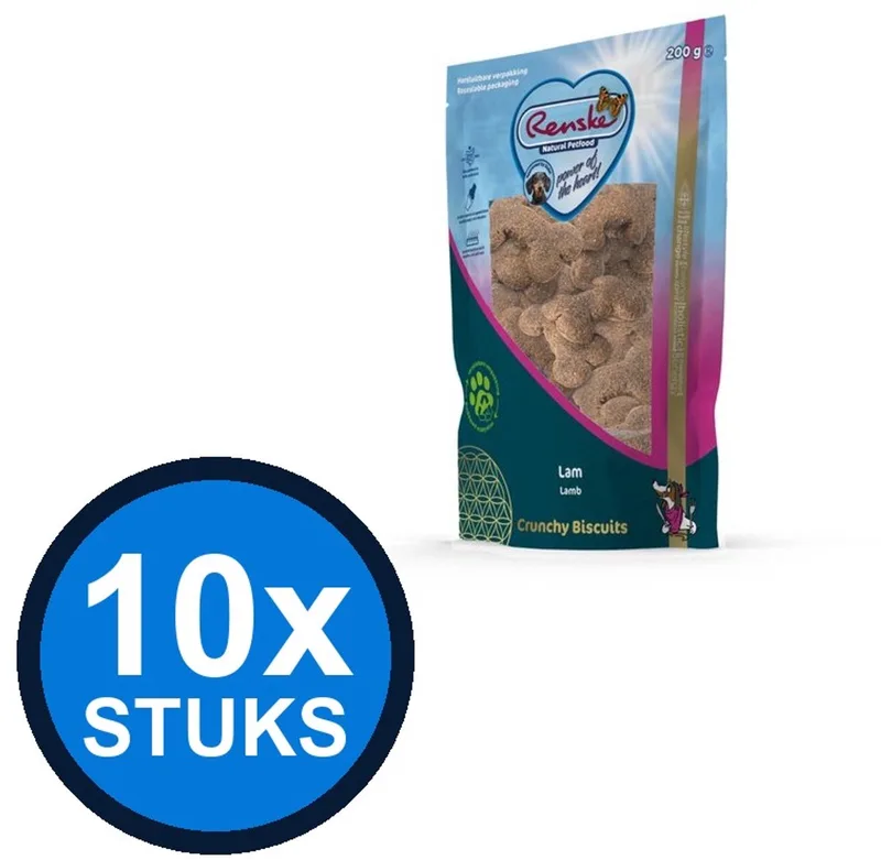 10x Renske - Gezonde beloning hond crunchy lam 200gr - Hondenvoer Snacks - 200 g by Renske – product photo