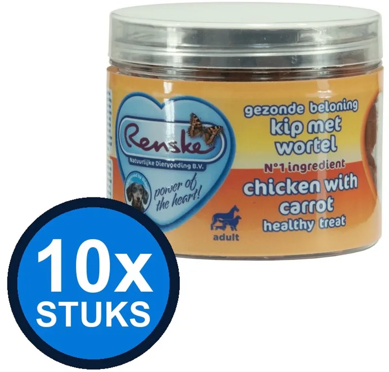 10x Renske - Gezonde beloning mini hartjes hond kip 100gr - Hondenvoer Snacks - 100 g von Renske – Produktfoto
