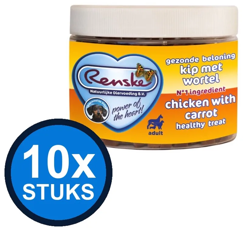10x Renske - Gezonde beloning mini hartjes hond kip 300gr - Hondenvoer Snacks - 300 g de Renske – photo produit