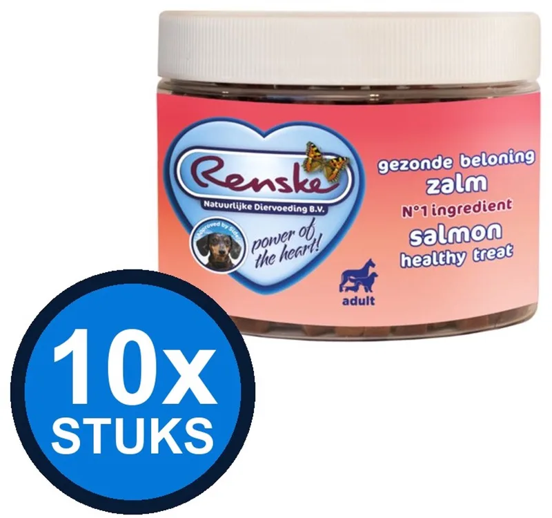 10x Renske - Gezonde beloning mini hartjes hond zalm 300gr - Hondenvoer Snacks - 300 g de Renske – photo produit