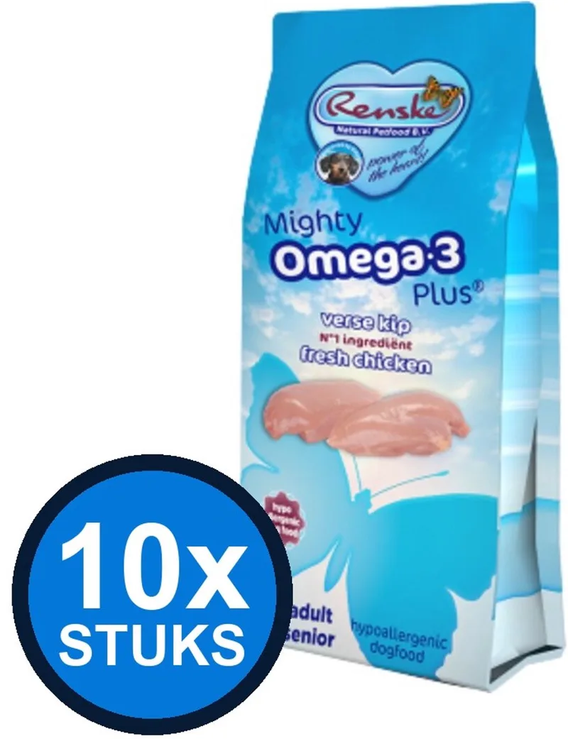 10x Renske - Mighty Omega-3 Plus kip 600gr - Hondenvoer - 600 g de Renske – photo produit