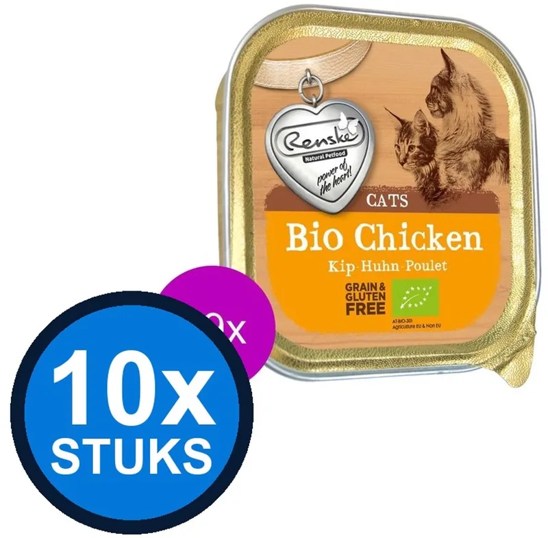 10x Renske - Vers alu kat graanvrij kip biologisch 85gr - Kattenvoer Natvoer - 85 g von Renske – Produktfoto