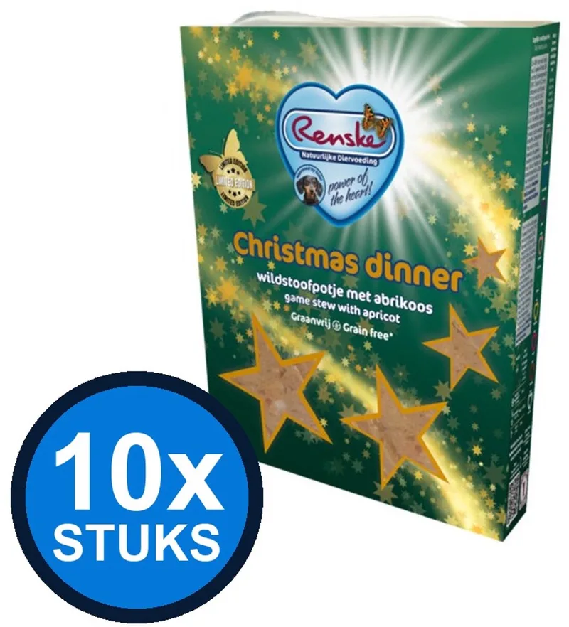 10x Renske - Vers hond adult graanvrij eend&hert kerst limited 395gr - Hondenvoer Natvoer - 395 g de Renske – photo produit
