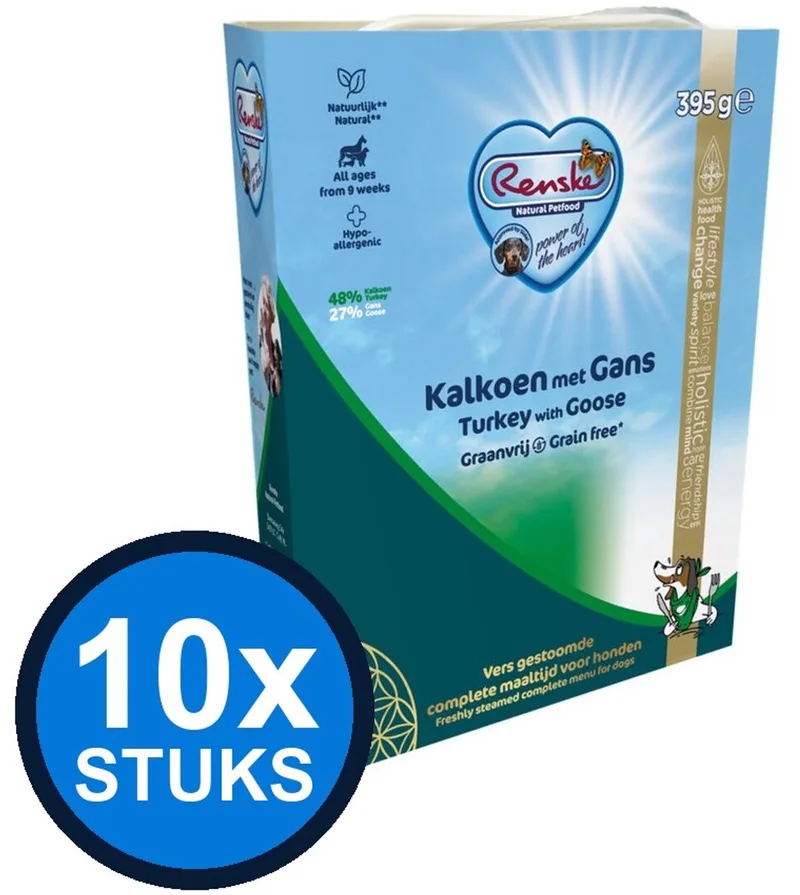 10x Renske - Vers hond adult graanvrij kalkoen&gans 395gr - Hondenvoer Natvoer - 395 g by Renske – product photo
