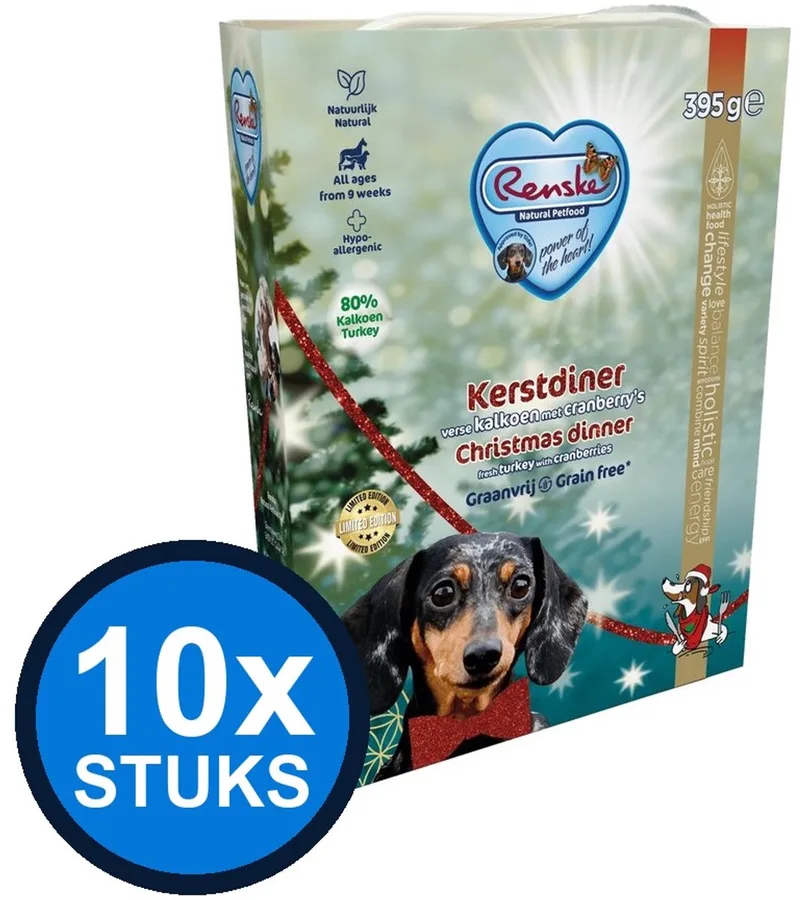 10x Renske - Vers hond adult limited kerstdiner 395gr - Hondenvoer Natvoer - 395 g von Renske – Produktfoto