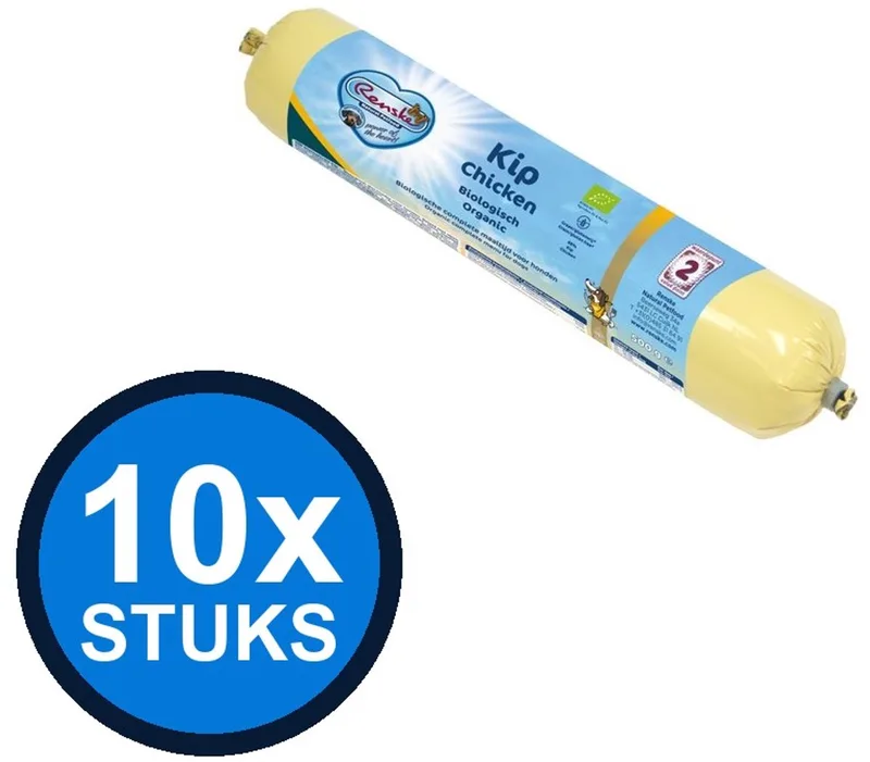 10x Renske - Vers hond worst graanvrij rund biologisch 500gr - Hondenvoer Natvoer - 500 g de Renske – photo produit