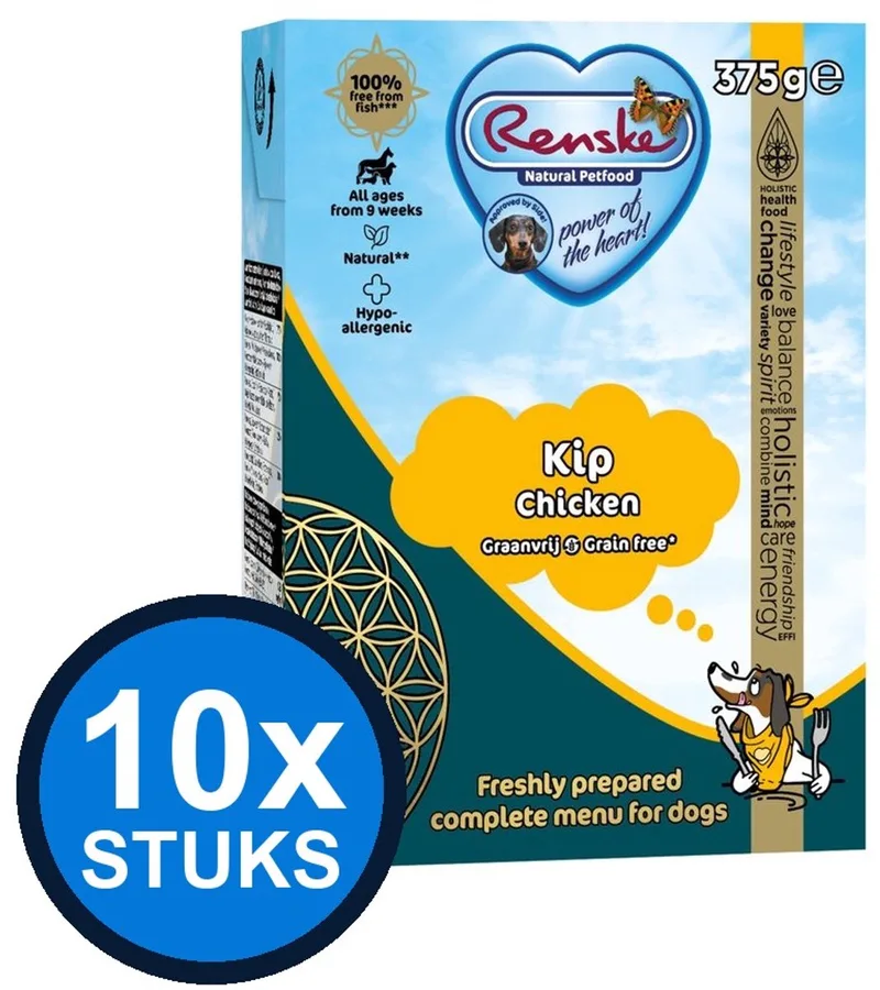 10x Renske - Vers kip graanvrij - tetra 375gr - Hondenvoer Natvoer - 375 g by Renske – product photo