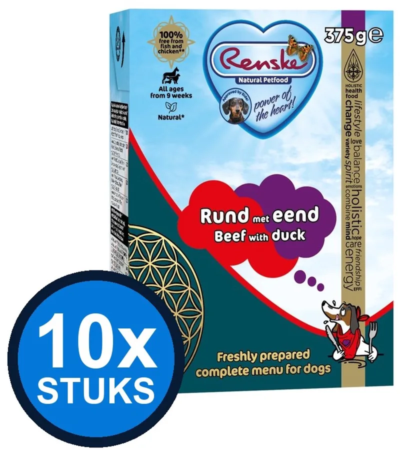 10x Renske - Vers rund met eend - tetra 375gr - Hondenvoer Natvoer - 375 g von Renske – Produktfoto