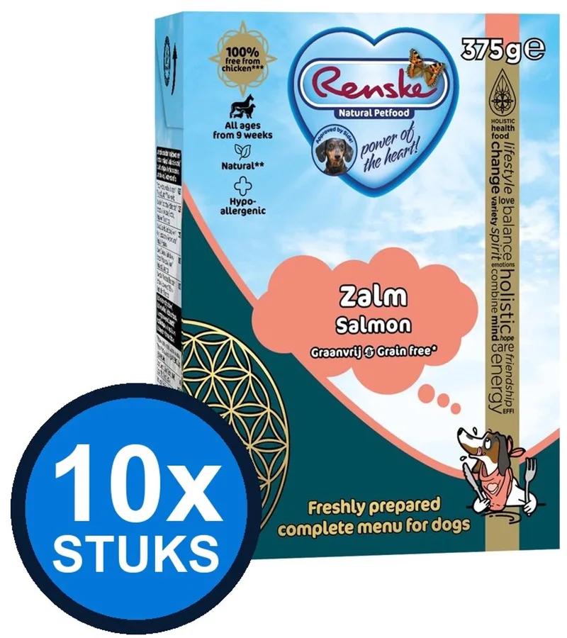10x Renske - Vers zalm graanvrij - tetra 375gr - Hondenvoer Natvoer - 375 g by Renske – product photo
