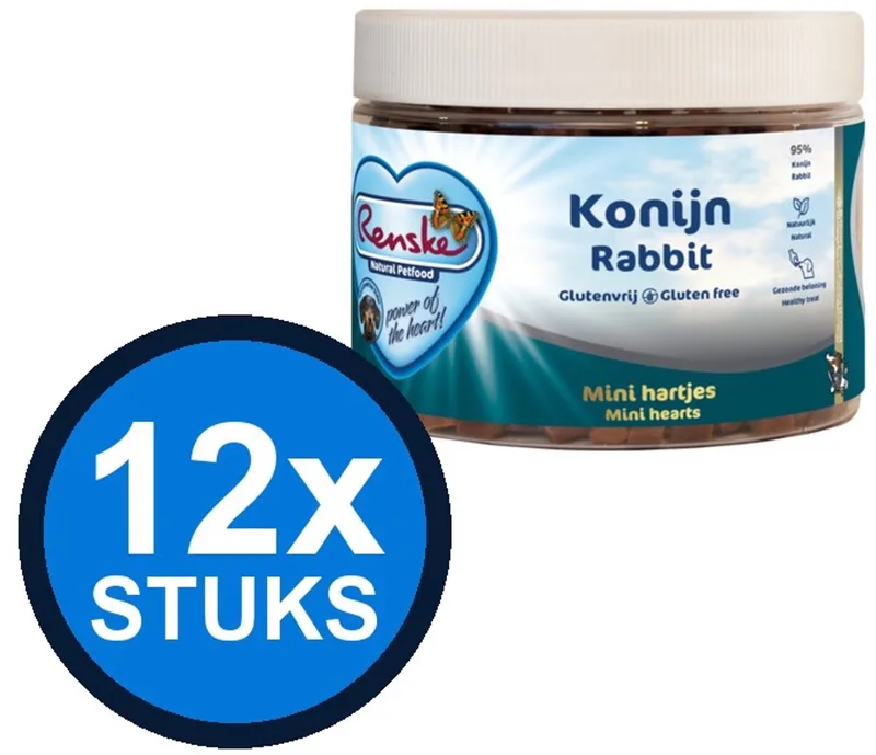 12x Renske gezonde beloning kat mini hartjes konijn 100gr de Renske – photo produit
