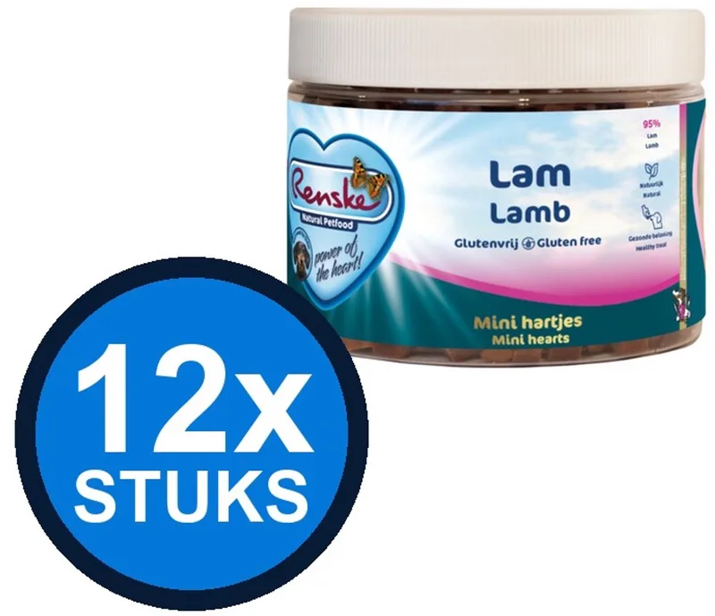 12x Renske gezonde beloning kat mini hartjes lam 100gr by Renske – product photo
