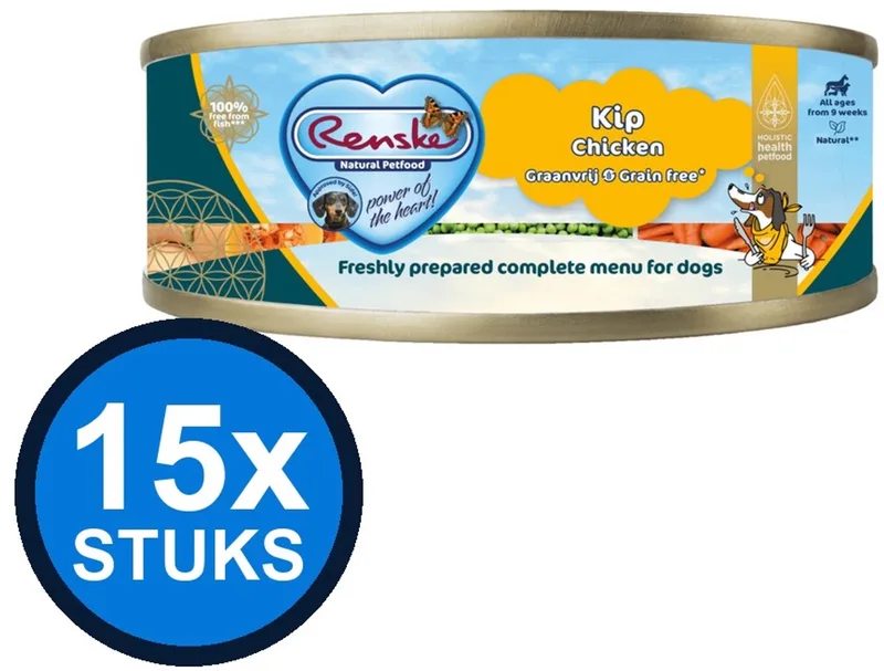 15x Renske vers vlees maaltijd hond kip graanvrij 95gr von Renske – Produktfoto