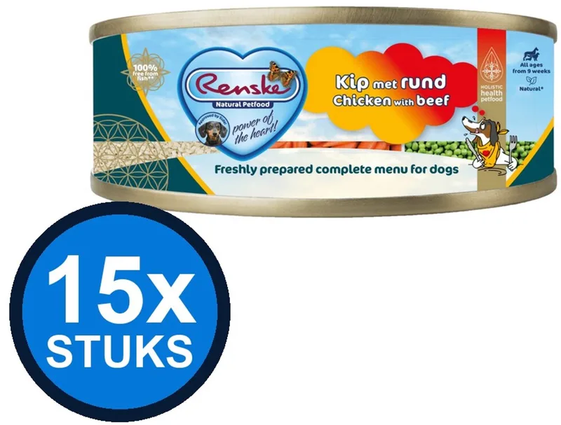 15x Renske vers vlees maaltijd hond kip/rund 95gr by Renske – product photo
